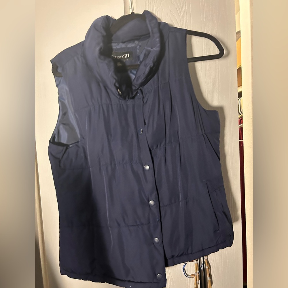 Forever 21 Navy Puffy Vest